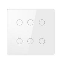 SLS Brazil Standard 6 Gang Tuya WiFi Smart Wall Switch Glass Touch Panel Waterproof Light Switch Works with Alexa Google Home (White,124mm*118mm*35mm&Brazil Standard) balta