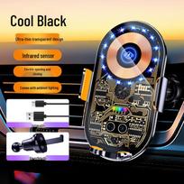 Q18 Transparent Punk Style Wireless Charger & Phone Holder for Cars - Foldable Screen & Auto-Sensing Clamp, 2026 Model