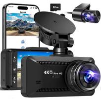 4K WiFi Dash Cam for Cars, Dual Channel Front & Rear Camera, Night Vision Capability, Parking Mode, 32GB SD Storage