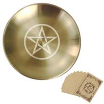 14cm Altar Ritual Burning Holder Plate Stainless Steel Altar Bowl Burning Flat Bowl  Smudging Decor A
