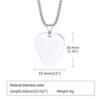 Stainless Steel Guitar Pick Necklace Pendant Collar For Men Boys Jewelry Accessories To Music-lovers Birthday Party Gift
