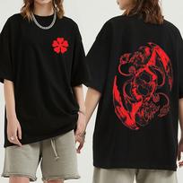 Japanese Hot Anime Black Clover T Shirt Devil Asta Double Sided Graphic Print T-shirt Harajuku Streetwear Oversized T Shirts Unisex 4XL