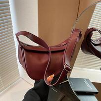 Siuvimo siūlai pečių krepšiai užtrauktuku Moteriški krepšiai PU odos didelės talpos rankinė Vienspalvis balno sujungimas 29x17x16cm vyno raudonos spalvos