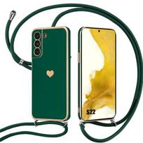 Case for Samsung Galaxy S22 - BOOLING - Scratch-Resistant Silicone Protection with Night Green Lanyard žalia