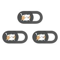 3pcs Camera Privacy Protector Sticker Webcam Cover Slide Universal Phone Camera Cover Cartoon Kitten Camera Cover beige