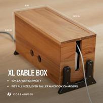 Cable Management Box with Lid, Wooden Desk Organizer to Hide Power Strips & Cables - Minimalist Cord Hider for Home , TV Stand brown