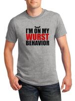 Men's I'm On My Wurst Behavior Shirt Oktoberfest Tee Beer Festival Drinking Team 2XL