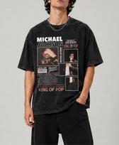 Michael Jackson Vintage Washed T-Shirt, King of Pop Graphic Tee, Retro Style, Unisex Oversized Streetwear, MJ Music Fan Gift, MJ Graphic XL