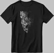 Horse Figure Short Sleeve White-Black Men's / Women's T-Shirt K169 M