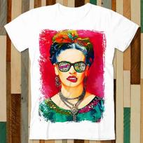 Frida Kahlo Pink Watercolor Lips Bite Tee Popart T Shirt Adult Unisex Men Women Retro Design Tee Vintage Top A4949 L