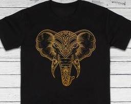 Elephant T-Shirt, Gold Henna Mandala Art S