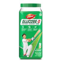Dabur Gliukozė-D Greitos energijos gėrimo milteliai - 1kg | Praturtinti vitaminu D ir kalciu | 99,4% gliukozės formulė greitam energijos papildymui | Lengva green
