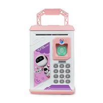 Kids Children Piggy Electronic ATM Bank Automatic Deposit Safe Case Cash Coins Window Password Saving Box šviesiai mėlyna spalva