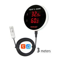 KONLEN WiFi Thermometer Hygrometer with 3m External Probe  Tuya Smart Sensor Digital Display & Remote Alarm Temperature Humidity 3 meters probe cable