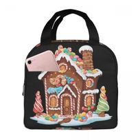 Holly Jolly Gingerbread Insulated Lunch Bag for Women Kids Portable Food Boxes Thermal Lunch Box Tote One Size