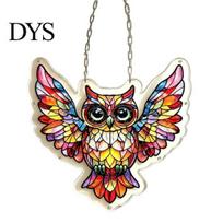 High-definition Acrylic Art Owl Puzzle, Colorful Rainbow Reflection Hanging Pendant, No-Glue Window Visor Decoration DIY Assembly Sun Collector, A