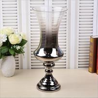 Art Deco Design Tabletop Glass Vase for Easter and Wedding Floral Displays (silver,L) sidabras