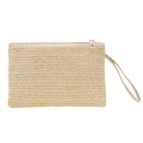Boho Elegantiška šiaudinė rankinė Paplūdimio delninukė Moteriška paplūdimio pintinė delninukė Vienspalvė chaki