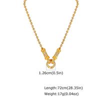 Hip Hop Thick Box Link Chain with Crystal Loop, Gold Plated Geometric Interlocking Pendant, Cool Birthday Gift for Women Men
