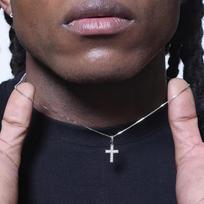 Stainless Steel Crystal Cross Pendant Necklace Hip Hop Steel Color Stainless Steel Men Necklace Retro Jewelry Trend Accessories 50cm