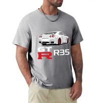 Skyline R35 GTR Jdm Japanese Car Drift T Shirt Harajuku Short Sleeve T-shirt Cotton Graphics Tshirt Tops S smėlis