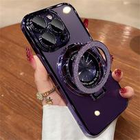 Plating For Magsafe Case For iPhone 16 13 12 11 Pro Max Clear Magnetic Ring Holder Cases For iPhone 15 14 Pro Max 16 Plus Cover For iPhone 14