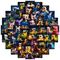 50 Beautiful Cure Night Sky Stars Cute Stickers SHEIN Cartoon Cartoon Children's Graffiti Stickers Ins