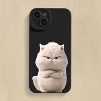 Juokingas Šaunus Katės Silikoninis Telefono dėklas iPhone 16 15 14 13 12 11 Pro Max 15 Pro XS XR X 7 8 16 Plus Atsparus smūgiams Matinis Minkštas Dangtelis For iPhone 16 Plus