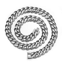 HNSP nerūdijančio plieno Majamio kubietiško pynimo grandinėlės sidabro spalvos karoliai vyrams 7MM/9MM/15MM pločio Punk Hip Hop aksesuarai 7mm wide&50CM gray