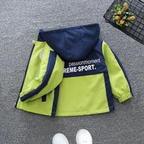 Fashion  Boys Jackets Spring Autumn Kids Hooded Windbreaker Coat Letter Sport Outerwear Children Clothing 90 žalia