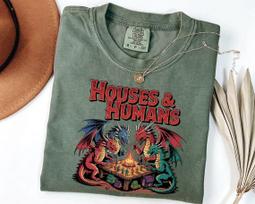 Houses And Humans Shirt, Dungeons And Dragons Gift, Retro Joke D And D 100% Cotton T-shirt Mens Tees Top S