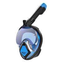 Professional Snorkeling Diving Mask Underwater Scubas Whole Face Snorkel Mask Snorkeling Mask for Men and Women Enduring juoda/mėlyna