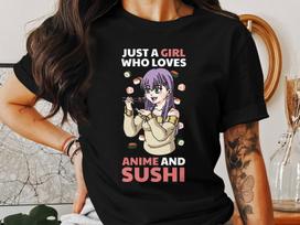 Anime Sushi Girl T-Shirt, Kawaii Otaku Tee 2XL