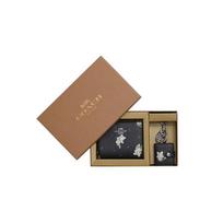 COACH Boxed Canvas Leather Wallet Unisex Black Basic Set (Bag + Dustproof Bag) juoda