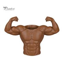 Fitness Lover Gift Idea 3D Printed Pen Holder, Muscular Man Figure, Creative Desk Organizer Solid Texture Container for Pens And Makeup Brushes, Funny ruda