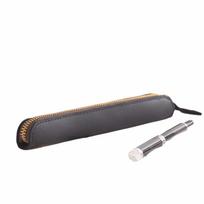 Cowhide Leather Mini Pen Pouch Zipper Tablet Pen Holder Creative Pencil Case  Student juoda