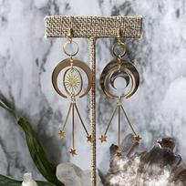 Bohemian Star Moon Alloy Earrings With Gold Plating For Fashionistas And Casual Wear