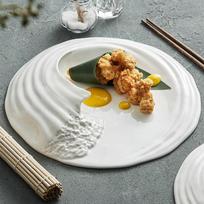 Stilinga Jūros Bangų Fuzijos Keraminė Lėkštė Vakarienės Restorano Viešbučio Klasės Šalto Patiekalo Pateikimui 10 Inches