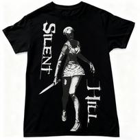 2026 Release Silent Hill Psychological Horror Nurse Silhouette HighQuality Comfortable Casual Unisexs RoundNeck Printed Tee 2XL
