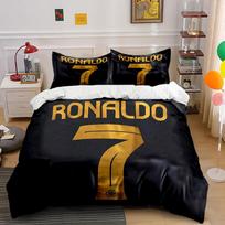 Ronaldo 7 Juoda Auksinė Patalynė  Patalynės Antklodės Užvalkalų Rinkinys Antklodės Užvalkalas Pagalvių Užvalkalai    (1 * Antklodės užvalkalas, 2 * Pagalvių užvalkalai, be antklodės įdaro) 135x200cm