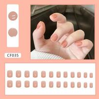 CF035 Extra Short Transparent round French Tip Press-on Nails with Manicure Set Private Label ABS Material for Fingers CF035&20 g