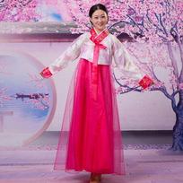 Ethnic Style Korean Hanbok Dress Dae Jang Geum Stage Dance Costume  Stage Performance XL rožinės rožinės spalvos/balta