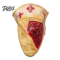 Halloween Costume Party Accessory Scary Nurse Masque, Horror Blood Latex Full Face Detailed Masquerade Prop Masque for Cosplay, Haunted House