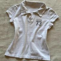 Korean-style Harajuku ins-style slim-fit short top with digital print, POLO collar, and exposed navel T-shirt S balta
