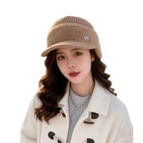 Warm Knitted Hat Thickened Ponytail Hat Casual Baseball Cap  Outdoor chaki