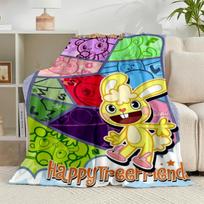 1PC Happy Tree Friends Anniversary Flannel Blanket Gift, Suitable for Both Men And Women, Soft Ideal for Beds And Sofa, Birthday Or Christmas Gift 75x90cm