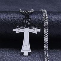 „Cross“ nerūdijančio plieno „Choker“ kaklo papuošalai vyrams Aukso spalvos Vyriški kaklo papuošalai „Corrente Masculina N1173s02“