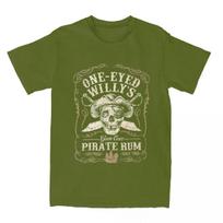 One Eyed Willy's Goon Cove Pirate Rum Shirt Accessories for Men Women Pure Cotton Vintage Tees Short Sleeve Clothes Adult S armijos žalia spalva