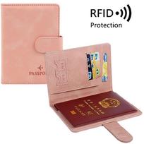 Rfid Sagtelės Paso Dangtelis PU Oda Vyrams Moterims Kelioninis Paso Laikiklis Su Kortelių Laikikliu Dėklas Piniginės Apsauginis Dangtelis Dėklas rožinė