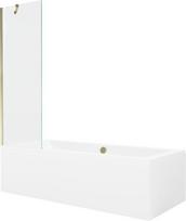 Mexen Cube stačiakampė vonia 180 x 80 cm su apdaila ir 1-durų ekranu 60 cm, skaidrus, auksinis - 550518080X9506000050